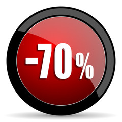 70 percent sale retail red circle glossy web icon on white background - set440