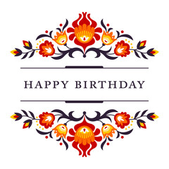 Happy Birthday folk card - 92317567