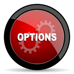 options red circle glossy web icon on white background - set440