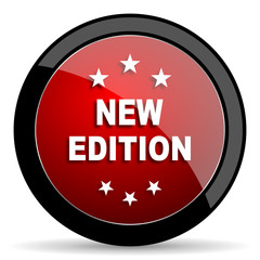 new edition red circle glossy web icon on white background - set440