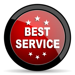 best service red circle glossy web icon on white background - set440