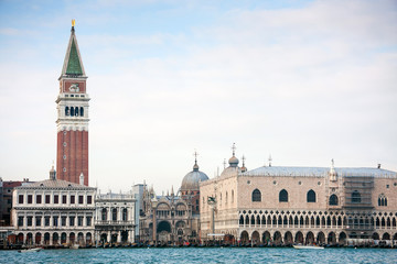 Fototapeta na wymiar Doge's Palace and St Mark's Campanile in Venice, Italy, Europe
