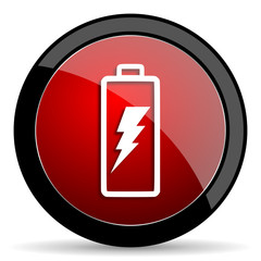 Fototapeta premium battery red circle glossy web icon on white background - set440