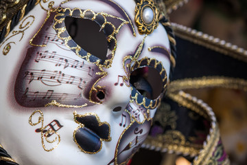 Gold traditional venetian carnival mask. Venice, Italy - 92317778