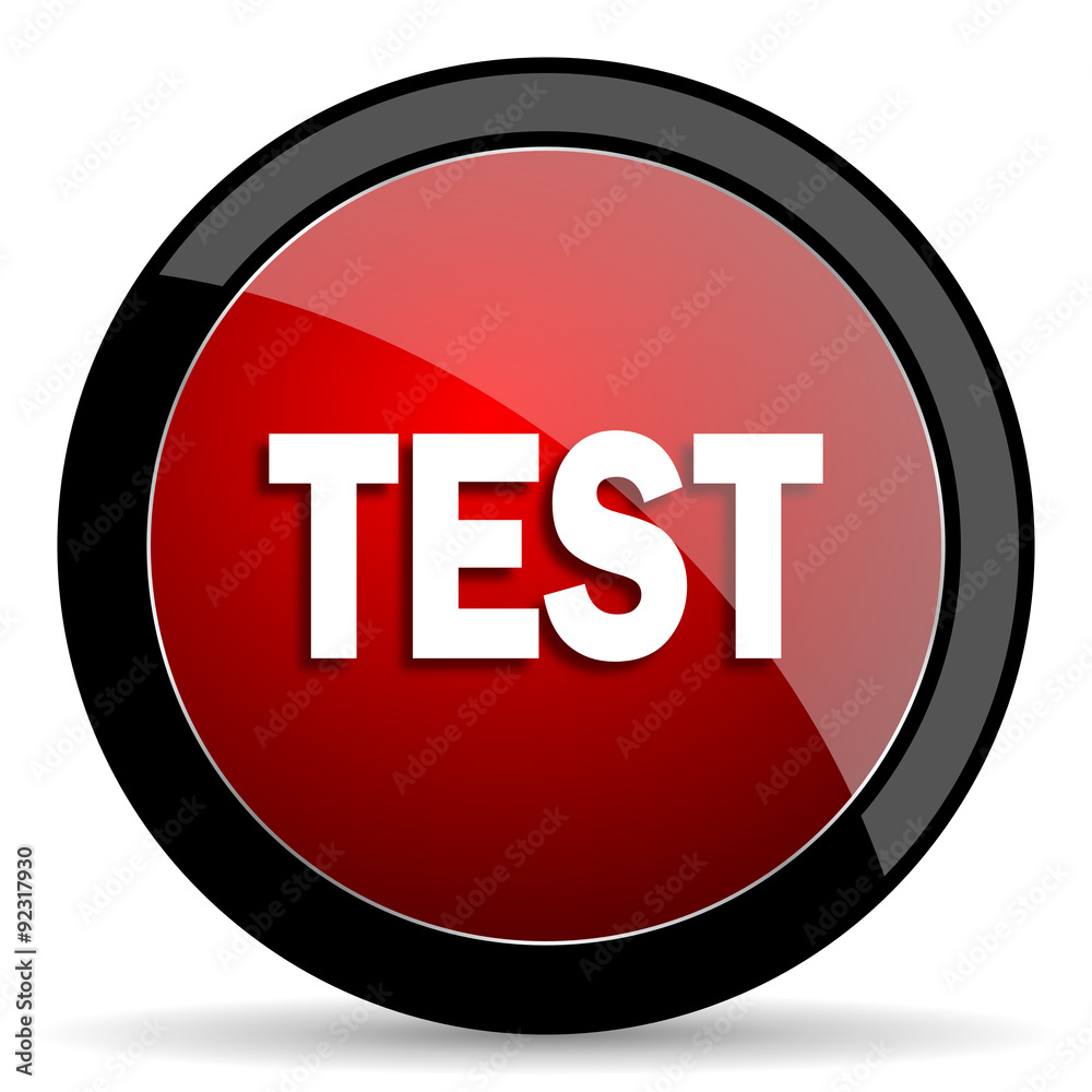 Aufkleber test red circle glossy web icon on white background - set440