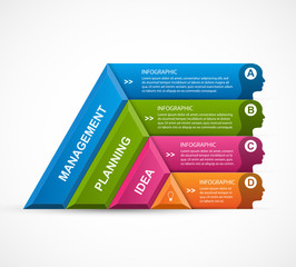 Abstract 3D pyramid options infographics template.