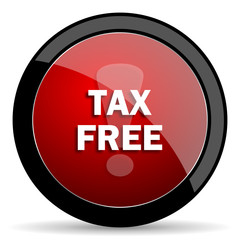 tax free red circle glossy web icon on white background - set440