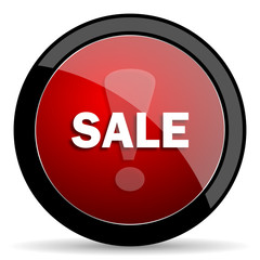 sale red circle glossy web icon on white background - set440