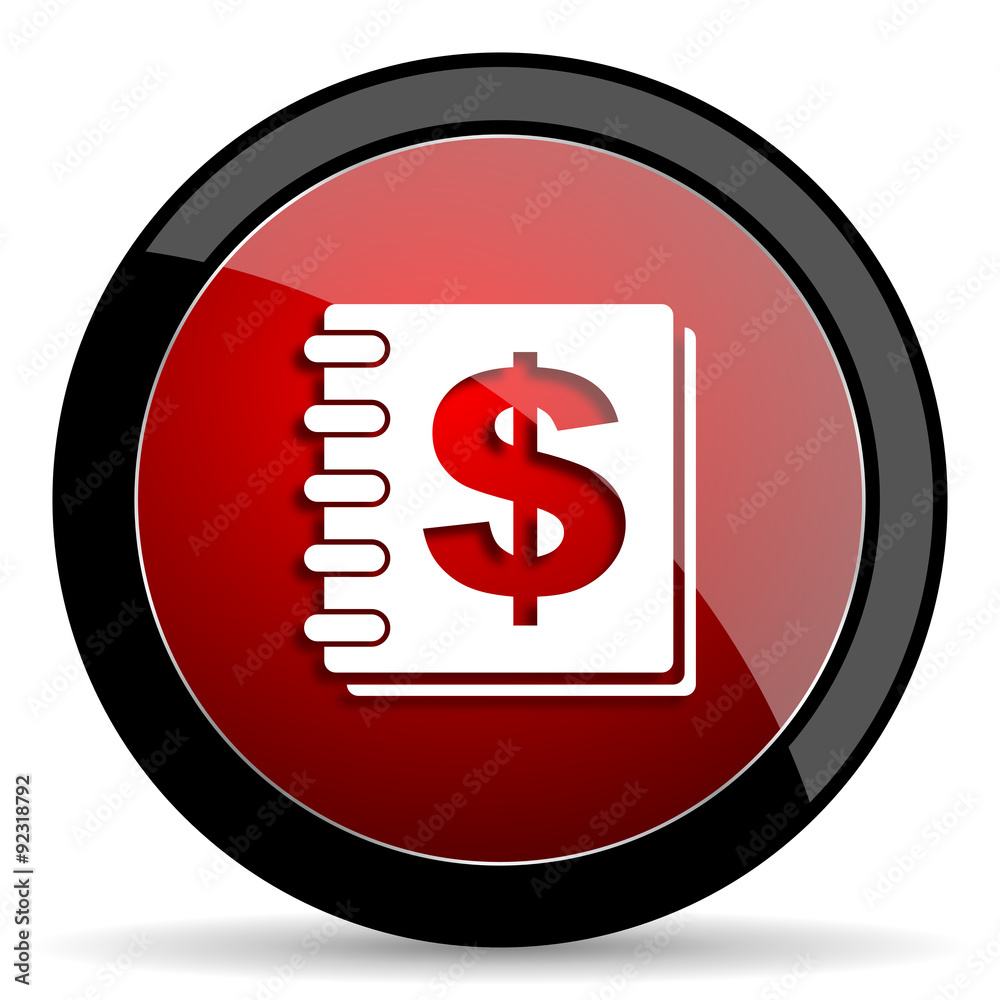 Poster money red circle glossy web icon on white background - set440