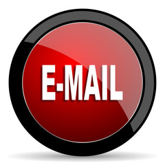 email red circle glossy web icon on white background - set440