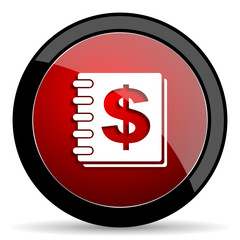 money red circle glossy web icon on white background - set440