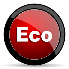 eco red circle glossy web icon on white background - set440