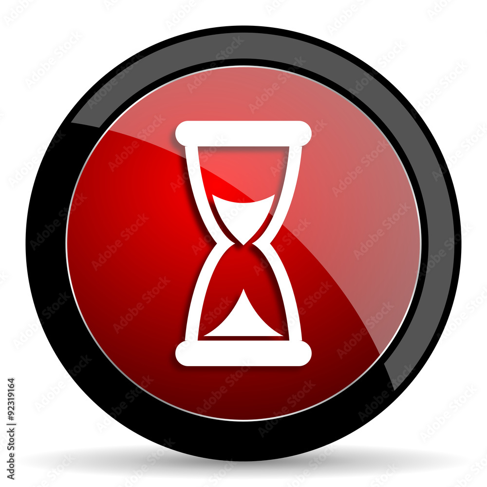 Aufkleber time red circle glossy web icon on white background - set440