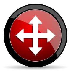 arrow red circle glossy web icon on white background - set440