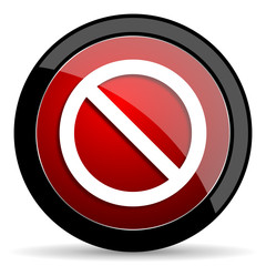 access denied red circle glossy web icon on white background - set440