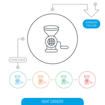 Meat Grinder Icon. Manual Mincer Sign.