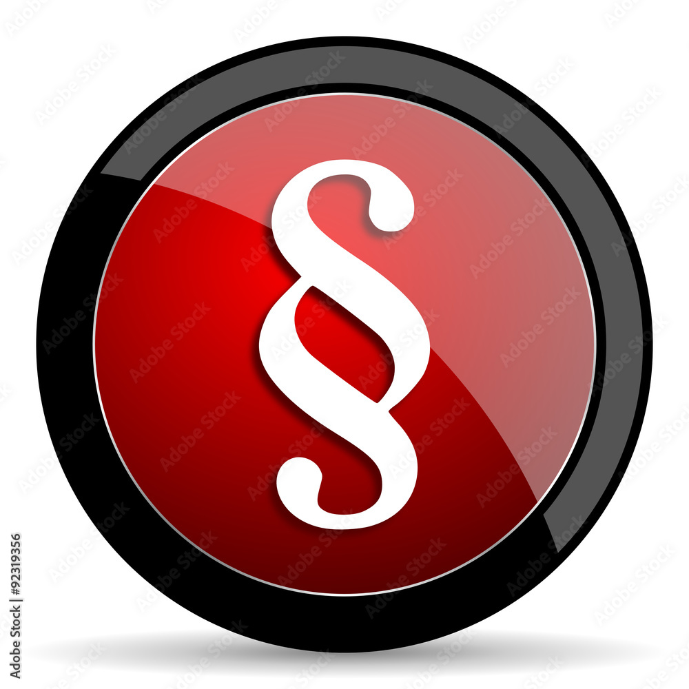 Poster paragraph red circle glossy web icon on white background - set440
