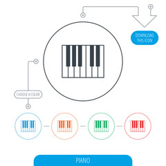 Piano icon. Royal musical instrument sign.