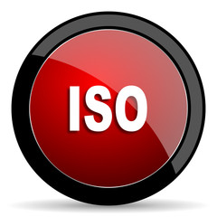 iso red circle glossy web icon on white background - set440