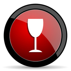alcohol  red circle glossy web icon on white background - set440