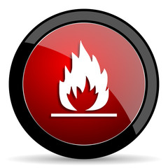 flame red circle glossy web icon on white background - set440