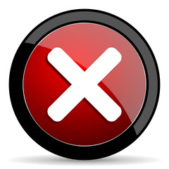 cancel red circle glossy web icon on white background - set440