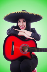 Guitar player isolated on the white