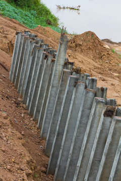 Concrete pillars erosion protection