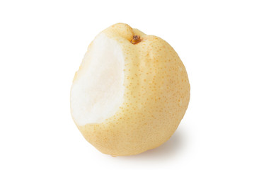 close up of asian pear on white background