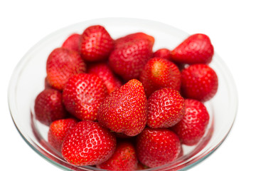 Strawberries arranged on the display