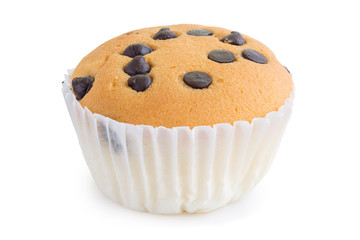 homemade cupcake chocolate chip on white background