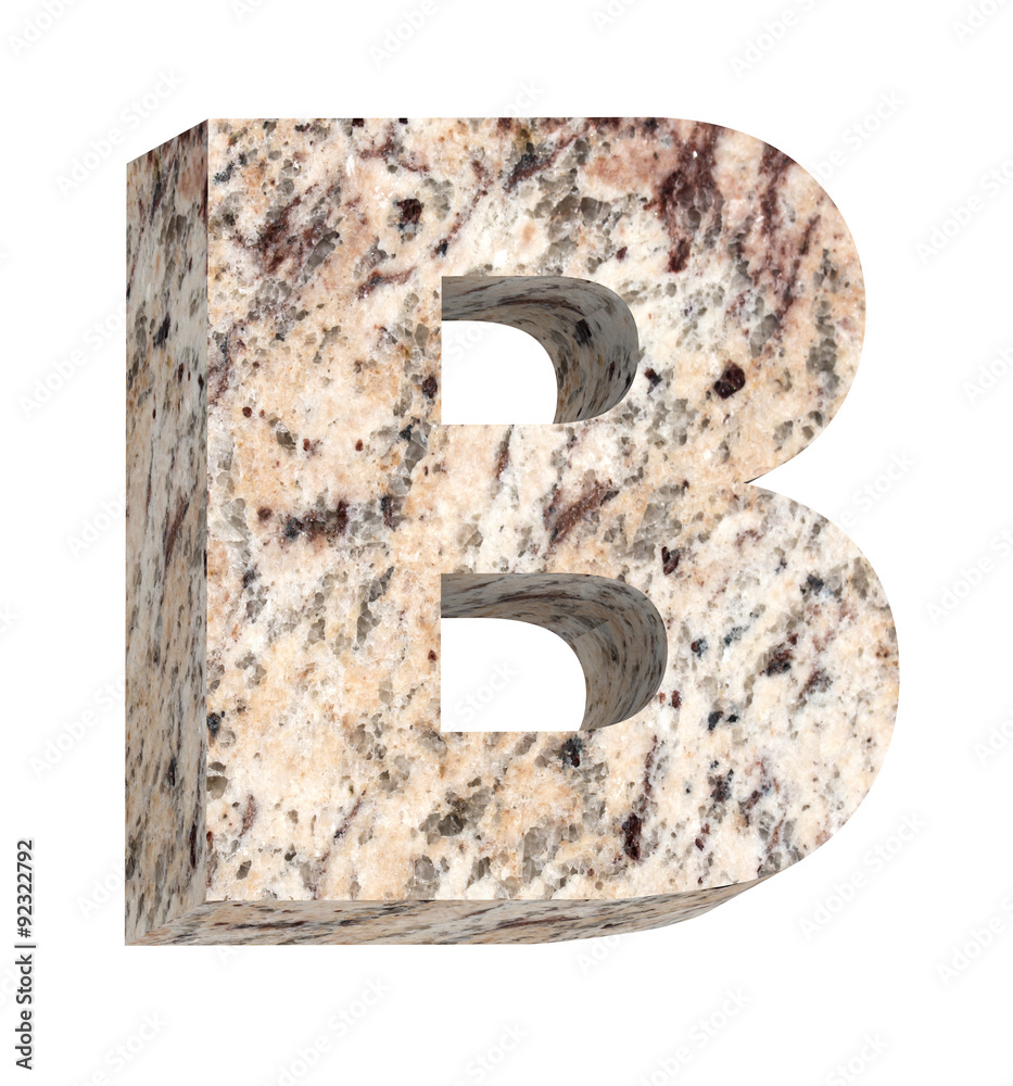 Fototapete one letter from granite alphabet set isolated over white. computer generated 3d photo rendering.