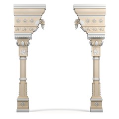Indian Column Arc. 3d rendering.