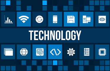 Technology  concept image with technology icons and copyspace