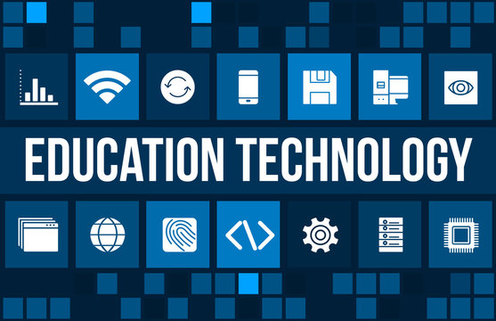 Education technology concept image with technology icons and copyspace