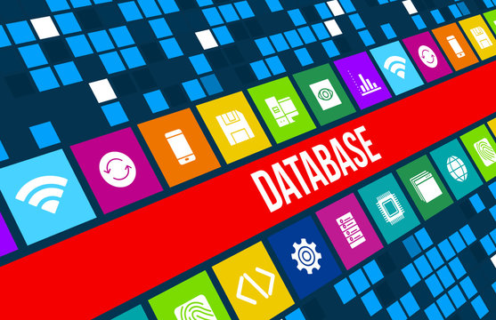 Database concept image with technology icons and copyspace