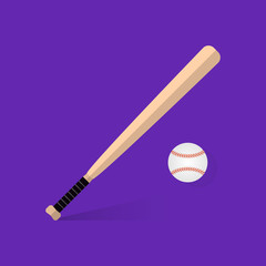 Vector crossed baseball bats and ball