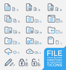 Set of Responsive File and Directory Management Thick and Thin Line Icons Design. Three Size Modern Line icons and Symbols for mobile application, web interface. Vector illustration