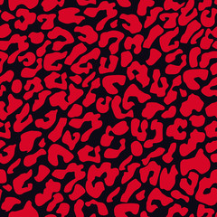 Seamless red and black leopard print tileable animal pattern vector
