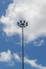 multiple sport light with blue sky background 