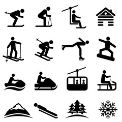 Ski, snow and winter icons - 92326358