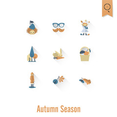 Set of Flat Autumn Icons