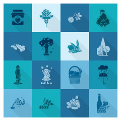 Set of Flat Autumn Icons