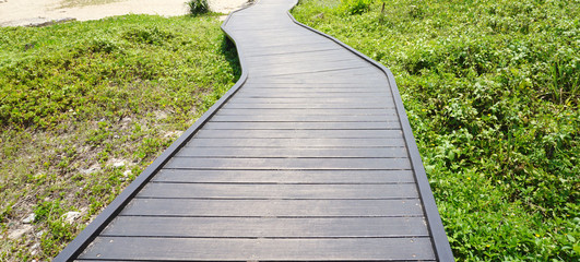 Timber pedestrian walk to the beach