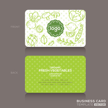 Organic Foods Shop Or Vegan Cafe Business Card Design Template