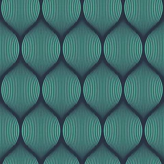 Wallpaper murals Retro style Seamless neon blue optical illusion woven pattern vector