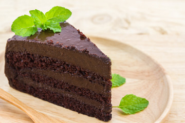 Chocolate cake slice.