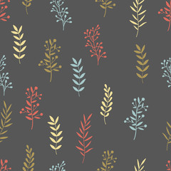 Naklejka premium Hand drawn nature brunch seamless pattern