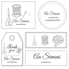 Hand drawn sewing Identity logo 