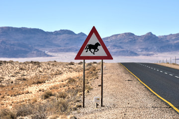 Desert Horse Road Sign, Namibia
